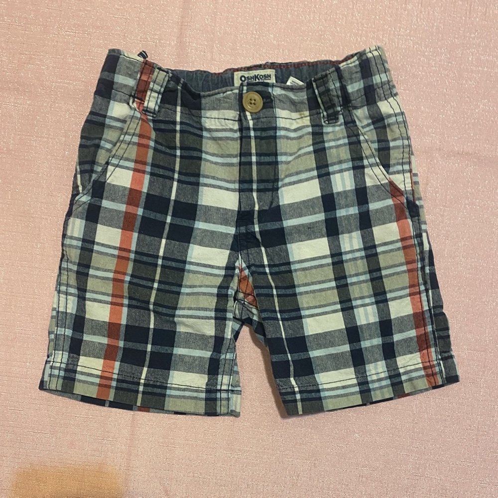 OshKosh B'gosh Kids Plaid Shorts - Navy and Orange